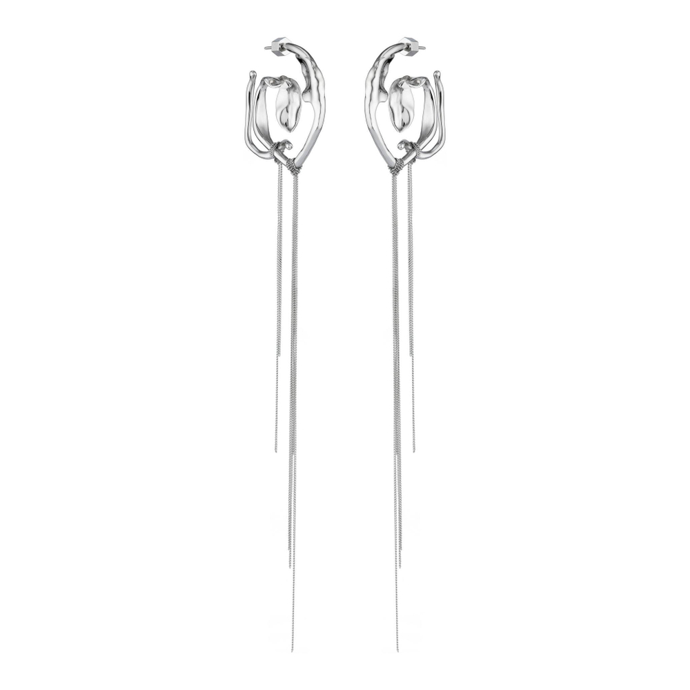 Серьги круглые с листьями