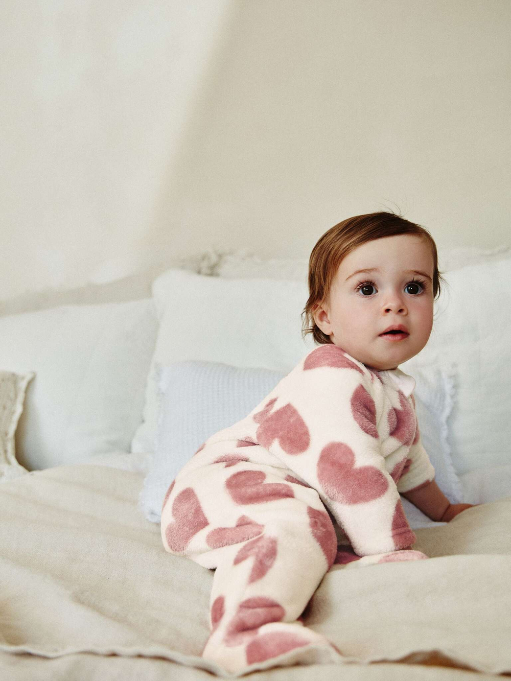 Комбинезон флисовый для малышей Next K79-436, Молочный, Розовый