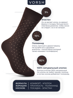 Мужские носки в точку, высокие, набор 3 пары, синий/темно-синий/коричневый