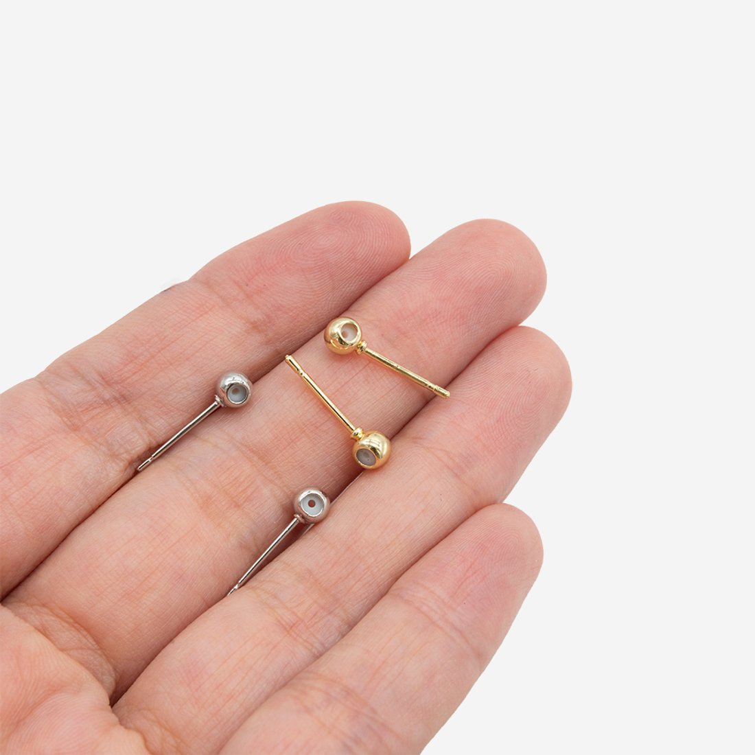 Швензы, 4мм с силиконовой вставкой, позолота, гвоздик из серебра