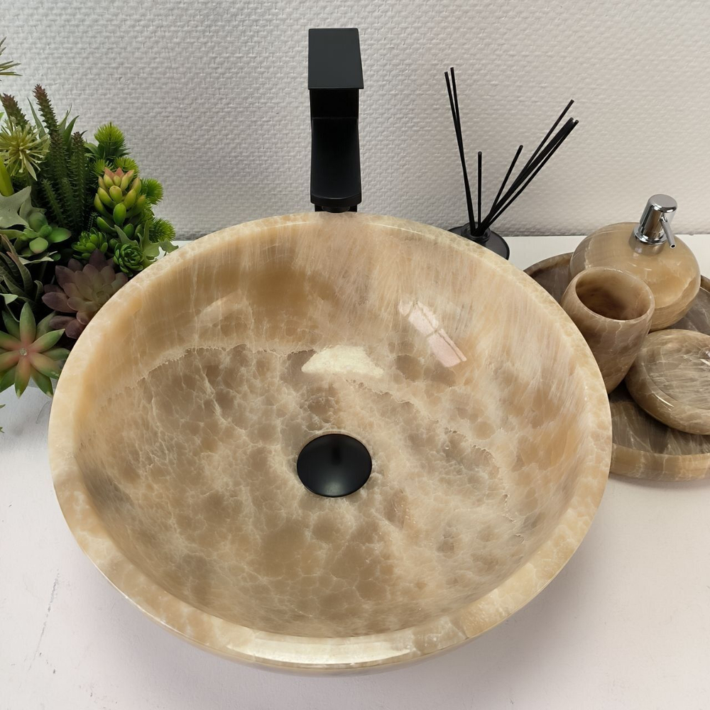 Каменная раковина из оникса Bowl Grey Small TinLip BO-03022 (40*40*15cм) 44