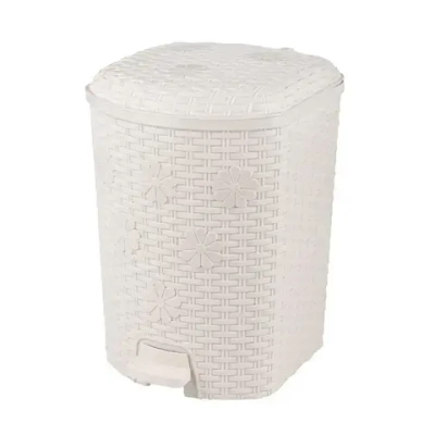 Контейнер для мусора педальный 12л Плетенка слоновая кость/бежевый