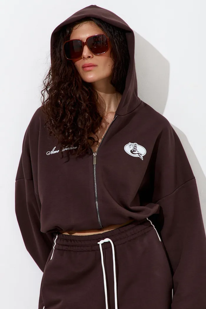 Худи укороченное "Âme Sirène" цвета шоколад