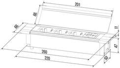 Блок розеток с откидной крышкой (3 розетки, USB-A, USB-C) G4103Q-2AC.N Серебро/Белый 260*66*11
