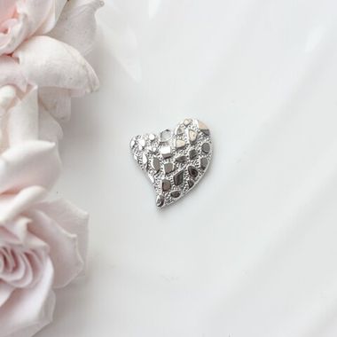 Подвеска с Сердце фактурное, 20*20 мм, родий, П834