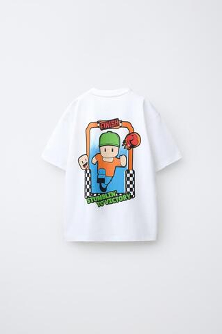 ZARA ФУТБОЛКА С КОРОТКИМ РУКАВОМ STUMBLE GUYS ™ © SCOPELY, БЕЛЫЙ