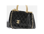 Мини-сумка CHANEL Flap с верхней ручкой из кожи телёнка с декором