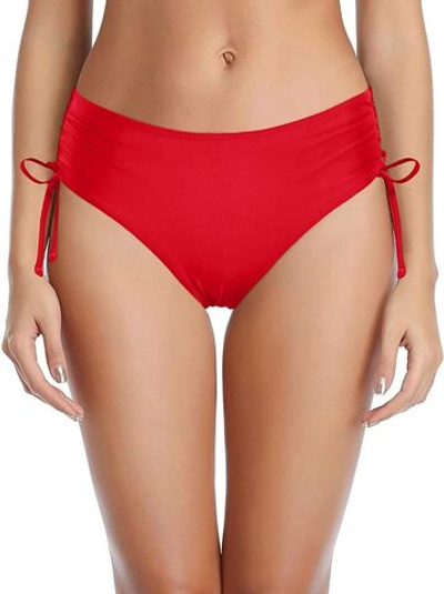 Красные женские плавки с утяжкой по бокам