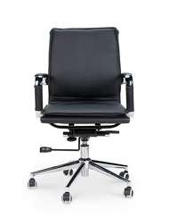 Кресло офисное Норден / Харман LB / (black) хром / черная экокожа