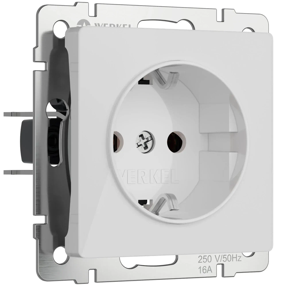 Розетка с заземлением (белый акрил) W1171041