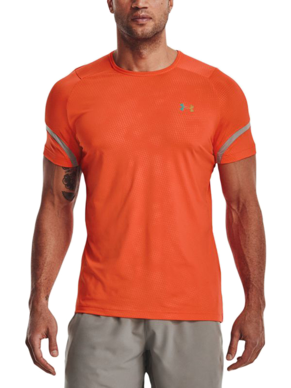 Теннисная футболка Under Armour Rush Emboss Short Sleeve - papaya/pewter