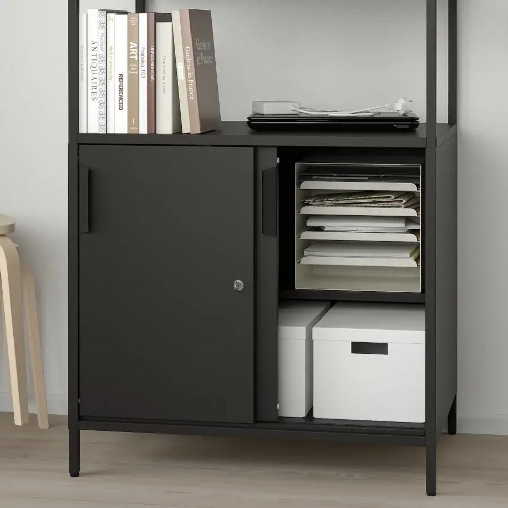Шкаф с раздвижными дверями - IKEA TROTTEN/ТРОТТЕН ИКЕА, 180х80 см, черный
