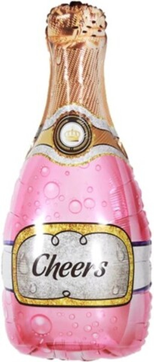 Фигура Бутылка Шампанское, Золотая корона, Розовый 35" Fl
