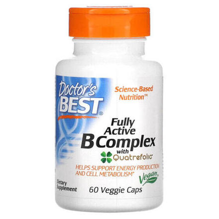 Витамины группы B Doctor's Best, комплекс активных витаминов B с Quatrefolic, 60 вегетарианских капсул