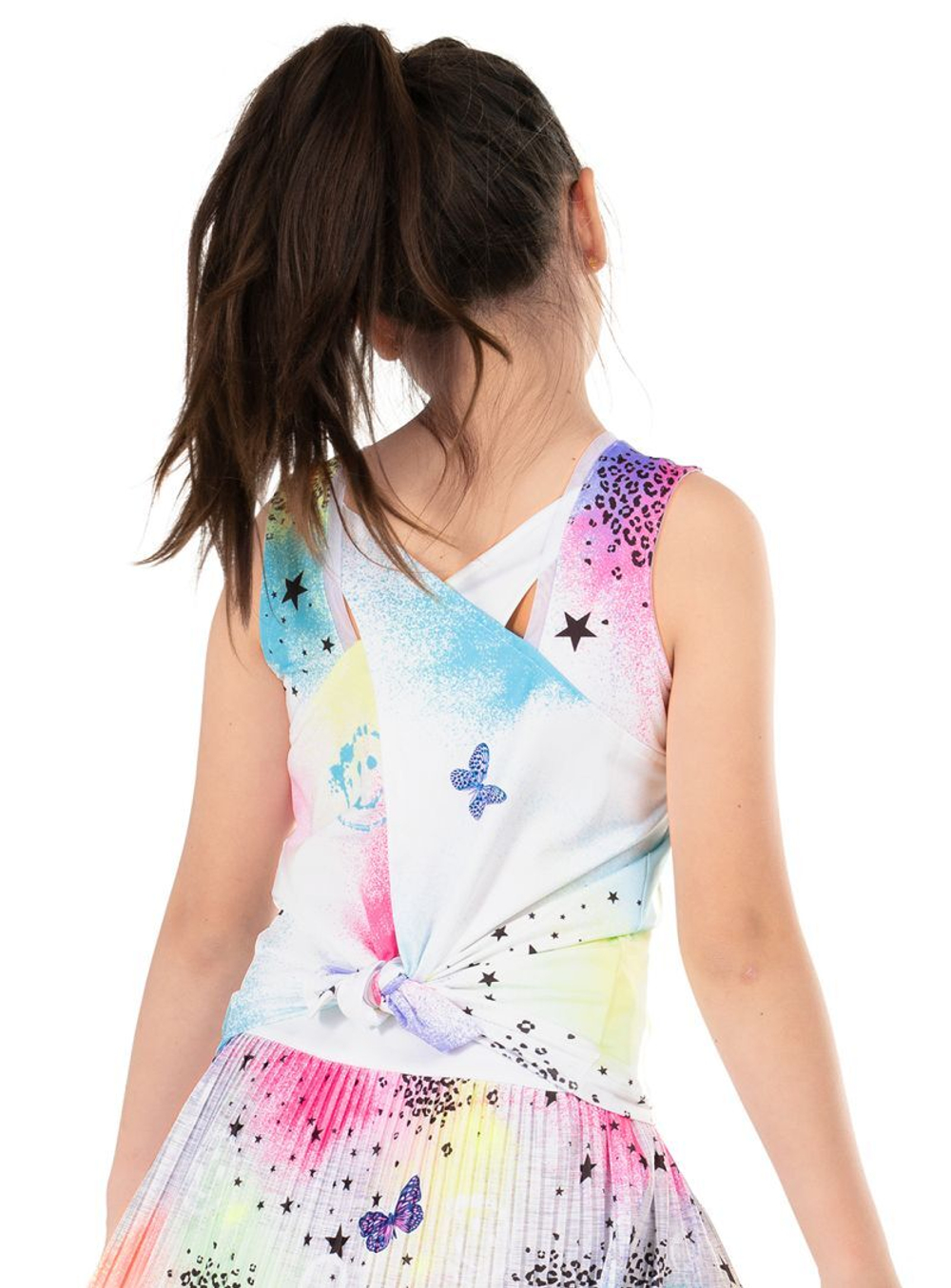 Футболка для девочки теннисная Lucky in Love Novelty Print Graffiti Squad Tie Back Tank - разноцветный