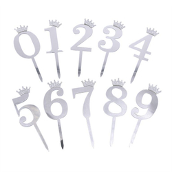 Топпер акриловый  «Цифра 6» (6,2 см, серебряный)