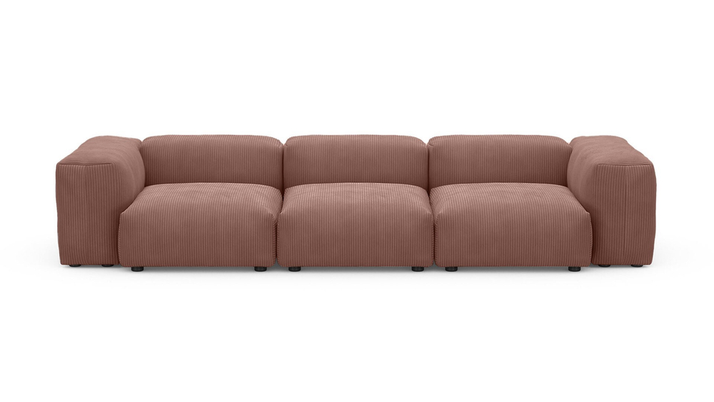 Диван Фиджи трехсекционный Cilium Coral 315*116*62 см, Розовый Вельвет Нераскладной Фиеста