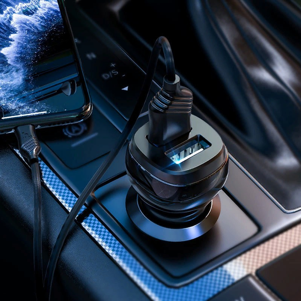 Разделитель автомобильный Hoco Z40 Superior dual port car charger с кабелем Lightning (2USB: 5V &amp; 2.4A) Черный