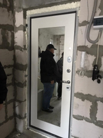 Дверь Входная Лабиринт Бетон 18 С зеркалом Белое дерево