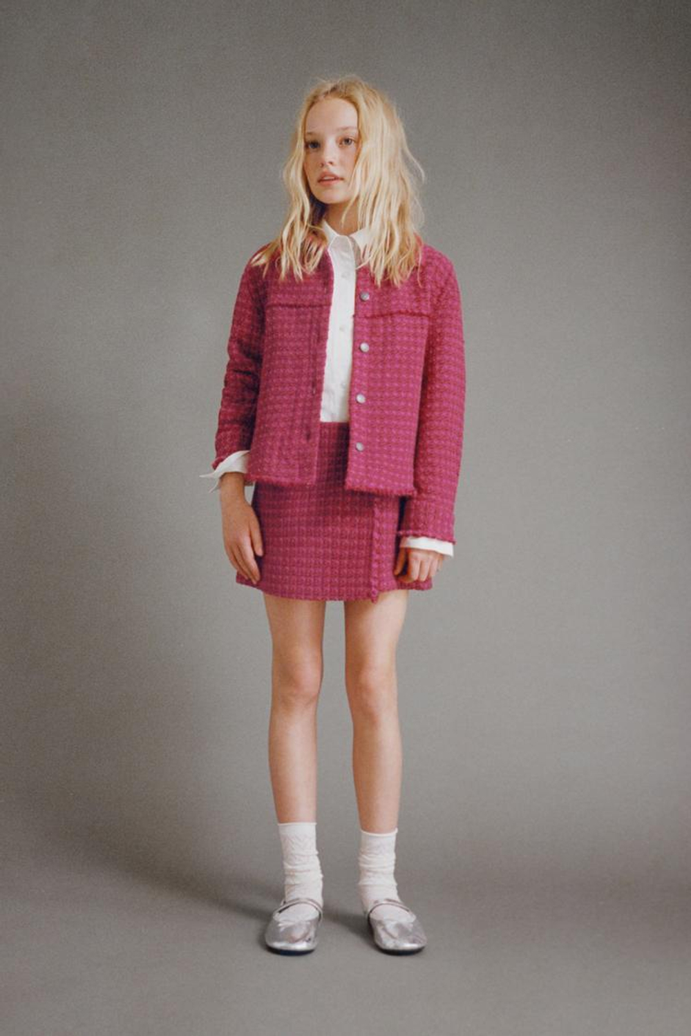 ZARA ЮБКА-ШОРТЫ С НЕОБРАБОТАННЫМ КРАЕМ, РОЗОВЫЙ