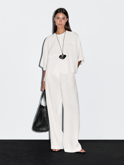 Massimo Dutti Короткая накидка с декоративными швами, белый