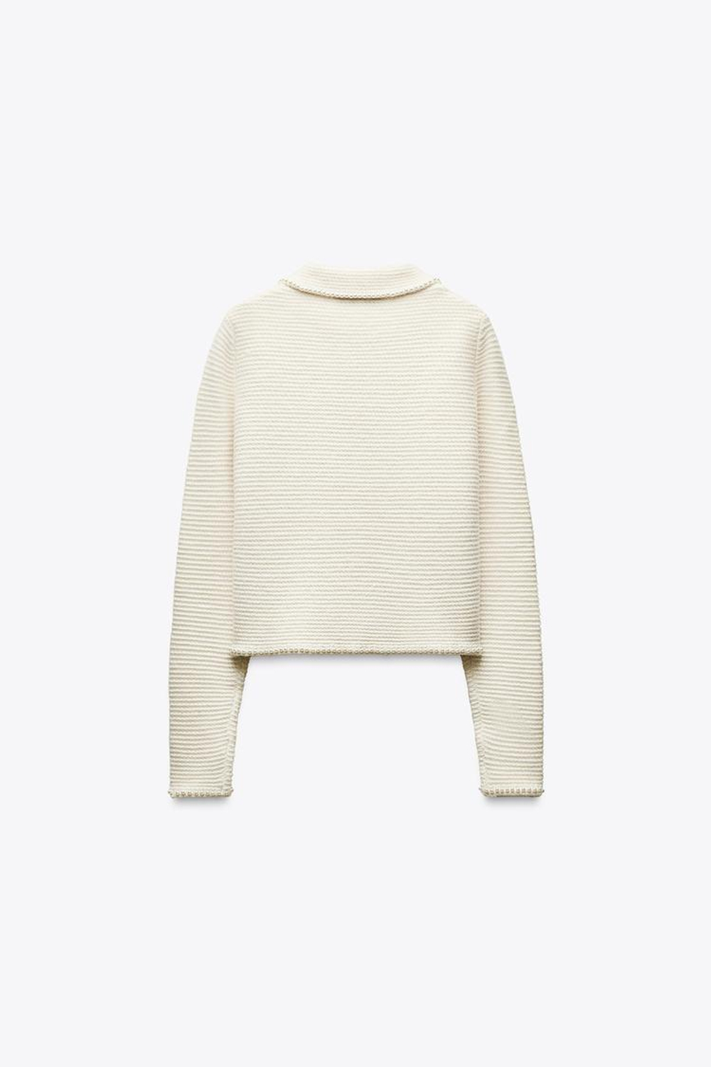 ZARA КАРДИГАН С БУСИНАМИ, ЭКРЮ