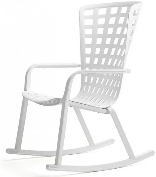Уличное кресло-качалка Folio белое с розовой подушкой