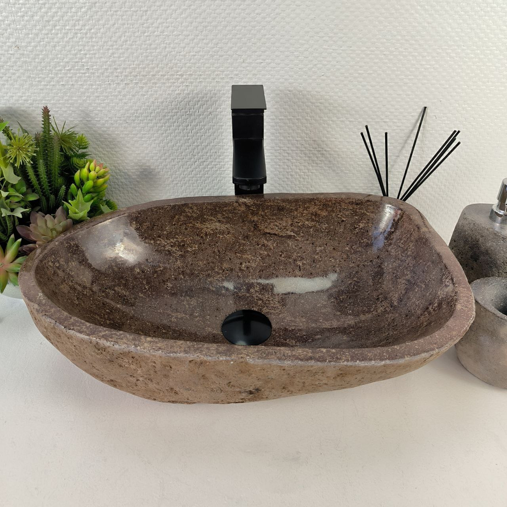 Раковина из речного камня RS-65527 50*32*16 0856