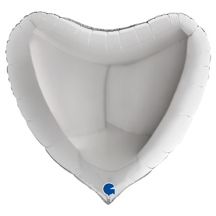 Шар "Сердце" Металлик Серебряный 90 см