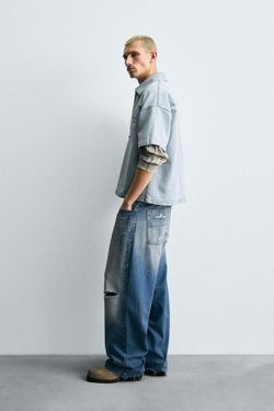 ZARA ЛЕГКОЕ ДЖИНСОВОЕ ПОЛО, ГОЛУБОЙ