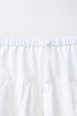 ZARA ЮБКА С ВОЛАНАМИ И ОТДЕЛКОЙ, БЕЛЫЙ