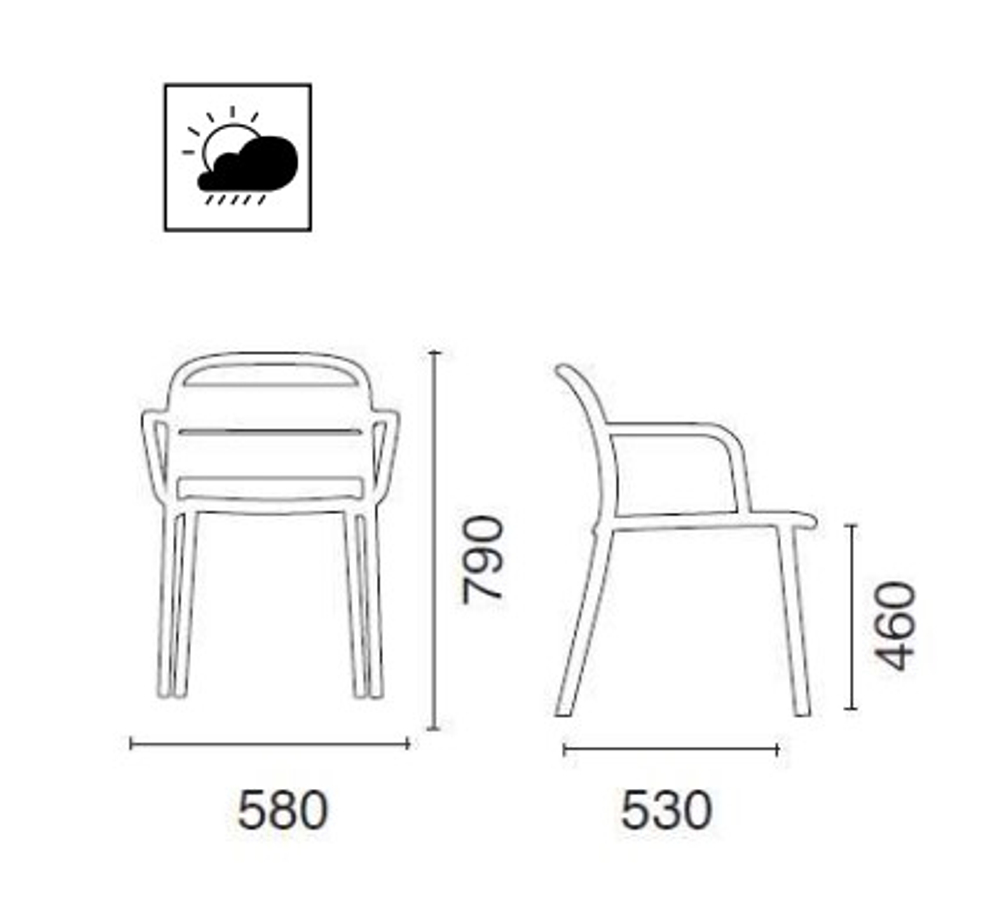 Кресло пластиковое Papatya Balat-K, мраморное море