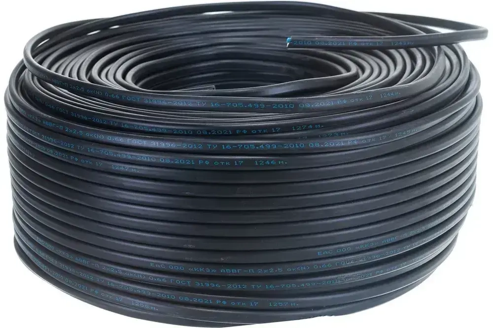 Калужский Кабельный Завод Силовой кабель АВВГ 2 x 2.5 мм², 200 м, 11300 г