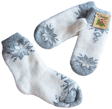 Комплект носочки и варежки "Кристалл белый"