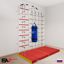 Шведская стенка Sv Sport усиленная 61160 (Турник стандарт/Лестница/Цепь/Мешок 22кг/Мат 2м/Канатный лаз)