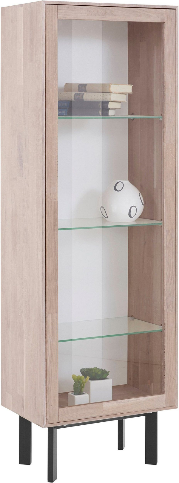 Шкаф витрина, 50х31х151, Виби, сервант для посуды, для книг, в стиле лофт, массив дуба, MAKOSA