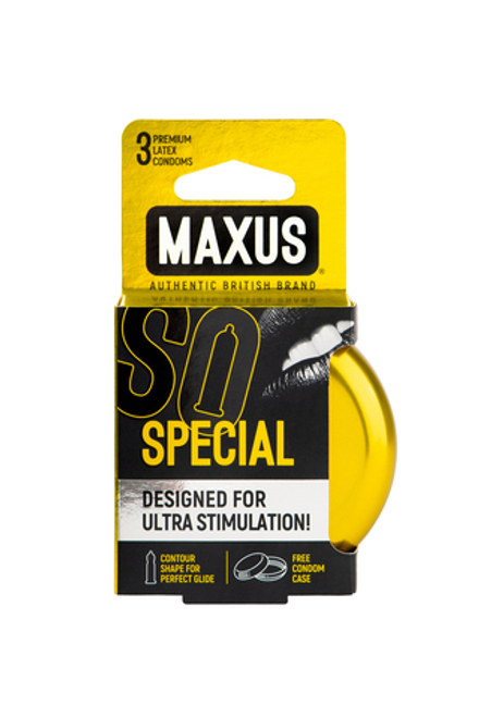 Презервативы MAXUS Точечно-ребристые в железном кейсе, 3 шт