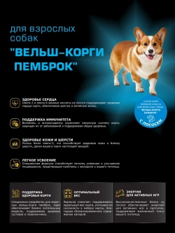 Корм для собак породы Вельш-корги пемброк, с лосось, 12 кг