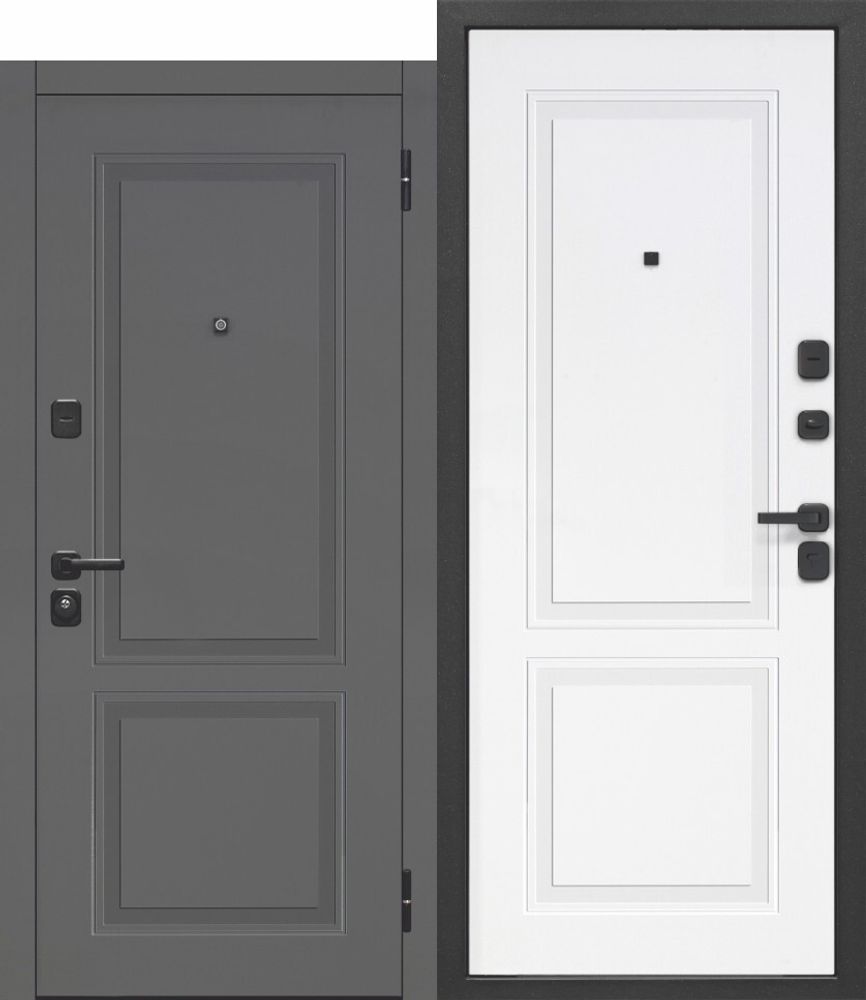 Дверь металлическая ПОРТУ эмаль серая/эмаль белая