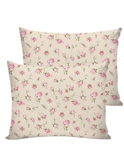 Постельное белье перкаль Сказка "Розовые бутоны на бежевом" семейное Наволочка 50х70 см 2 шт Простынь на резинке 160x200 см Пододеяльник 145x215 см 2шт