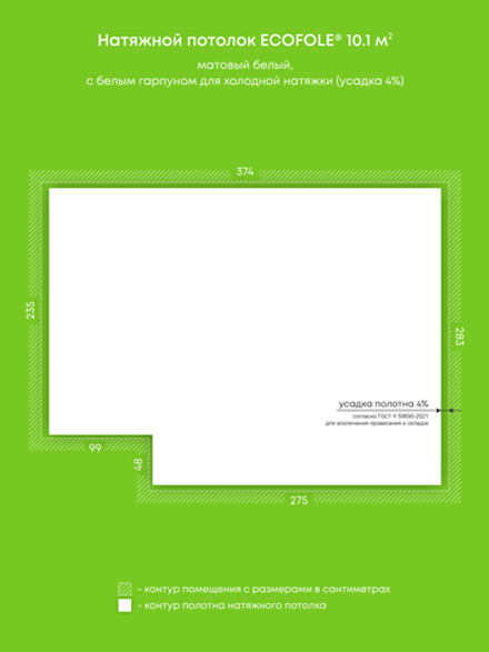 Натяжные потолки 10.1 м2, 3.7 м2, 17.5 м2, 6.4 м2