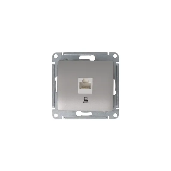 Розетка компьютерная 1-м Glossa RJ45 кат.5E механизм платина SE GSL001281K