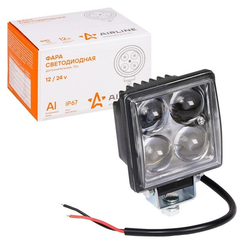 Фара светодиодная дополнительная 4 LED 12W 12-24V (квадрат) 76*76*46 направленный свет (AIRLINE)