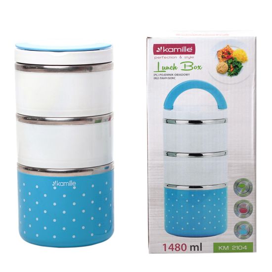 Ланч бокс тройной 1480 мл. Kamille КМ 2104 круглый