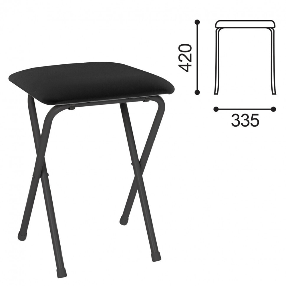 Табурет складной РС01-02 черный каркас кожзам черный РС01.00.01-02-2 531651 (1)
