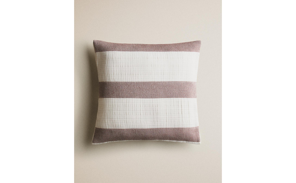 Zara Home наволочка декоративная из хлопка, терракотовый, в полоску, 40x40 см