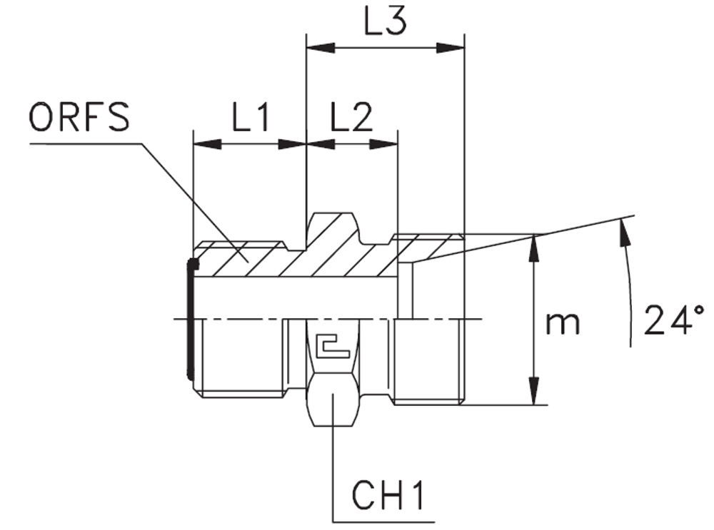 Адаптер DL16 ORFS 1 - 22x1.5