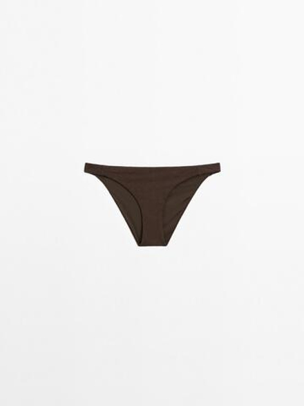 Massimo Dutti Плавки бикини из рельефной ткани, коричневый