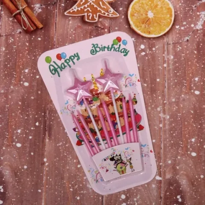 Свечи для торта «Розовая мечта» 9 см (набор 8 шт), розовый