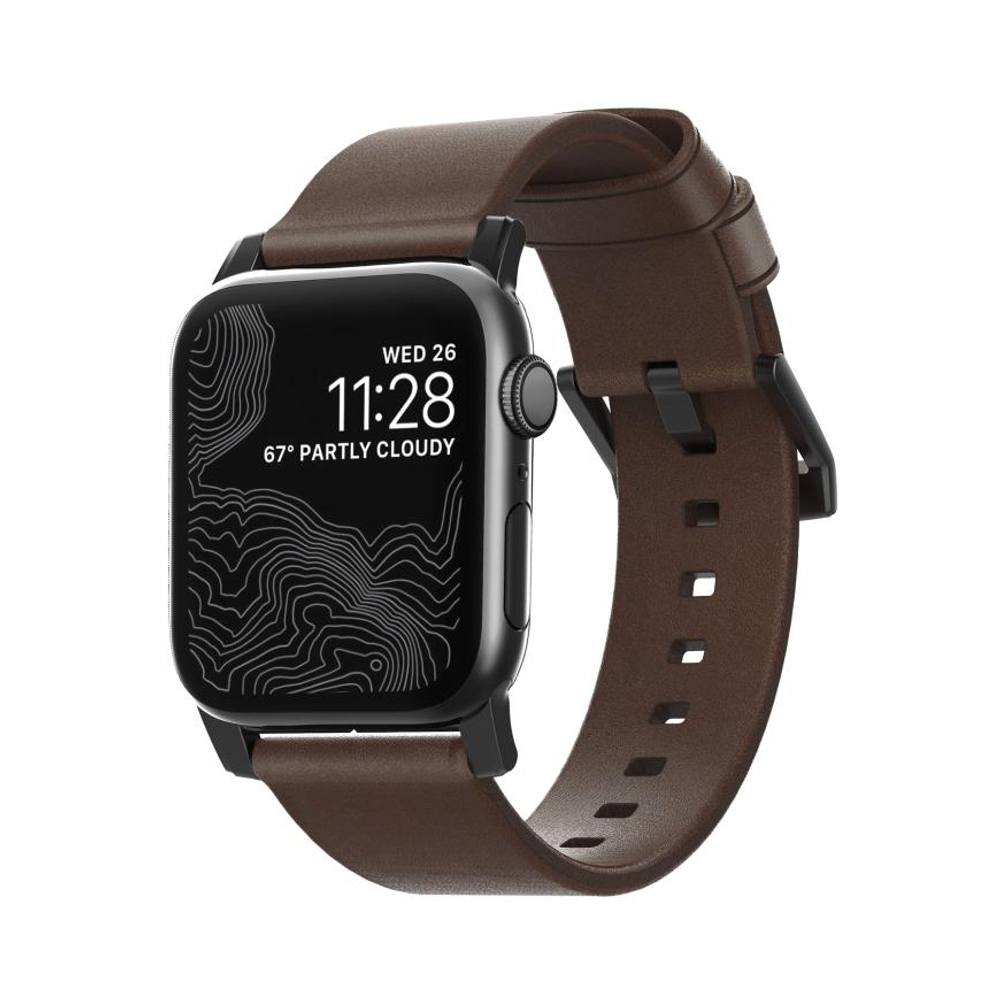 Кожаный ремешок Nomad Horween Modern Band для Apple Watch 44, 45, 46 мм и Ultra 2–3 Ремешок из натуральной кожи Horween с классической застёжкой из нержавеющей стали